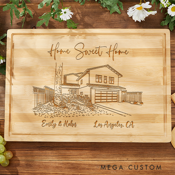 Personalized Home Sweet Home Cutting Board Wooden Chopping Board with Family Address Moving House New Home Gift Housewarming Gifts