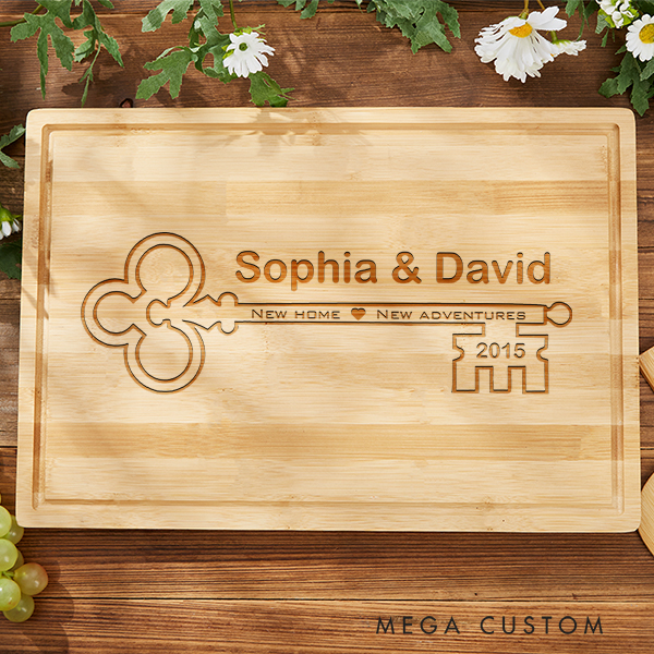 Personalized Cutting Board New Home Key Cutting Board A Personalized Housewarming Gift to Unlock New Adventures And Cherished Memories
