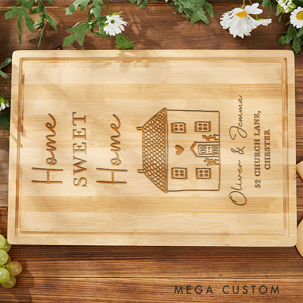 Personalized Cutting Board Custom Bamboo Charcuterie Board Wedding Housewarming Cutting Board Gift Real Estate Closing Gift Housewarming New Home Gift