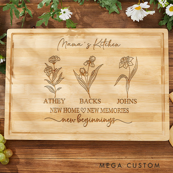 Personalized Cutting Board Wedding Housewarming Cutting Board Custom Bamboo Charcuterie Board Real Estate Closing Gift Housewarming New Home Gift