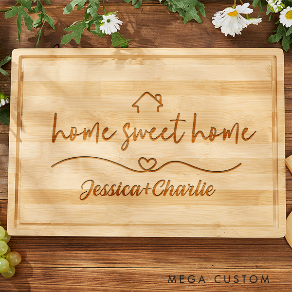 Personalized Cutting Board Wedding Housewarming Cutting Board Gift Custom Bamboo Charcuterie Board Real Estate Closing Gift New Home Gift