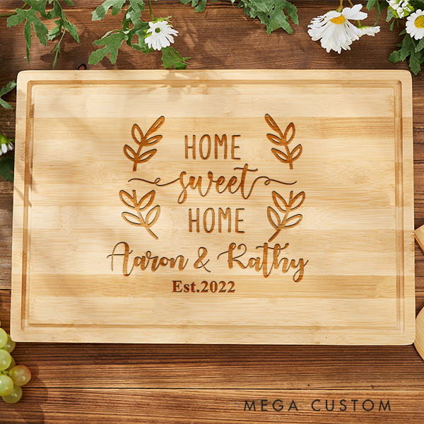 Personalized Cutting Board Wedding Housewarming Cutting Board Gift Home Sweet Home Gift Custom Bamboo Charcuterie Board