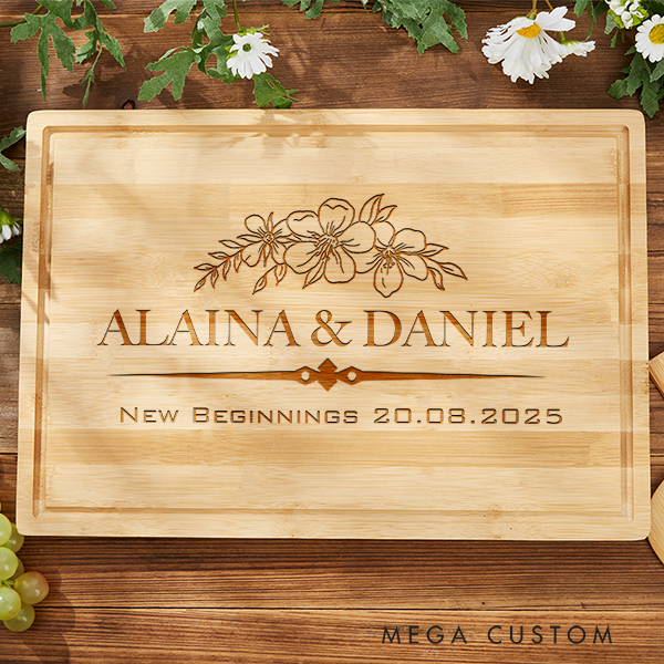 Personalized Cutting Board Wedding Housewarming Gift Bamboo Charcuterie Board New Home New Beginnings Gifts First Home Gifts for Couple