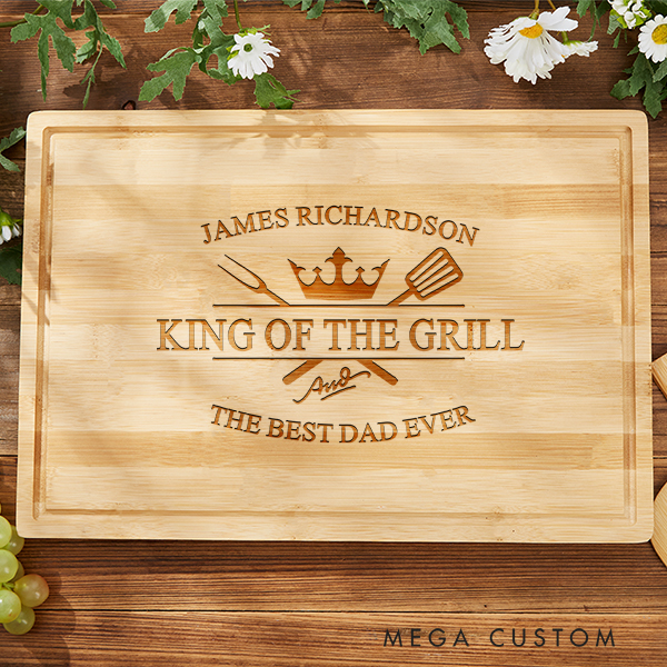 Personalized Cutting Board King of The Grill Cutting Board for Dad Housewarming Gift Father's Day Gift Celebrating The Best Dad Ever