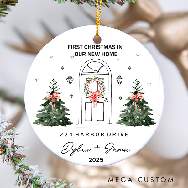 Personalized First Christmas In Our New Home Ornament New Home Gift Christmas Gift 2025 House Address Ornament Housewarming Gift
