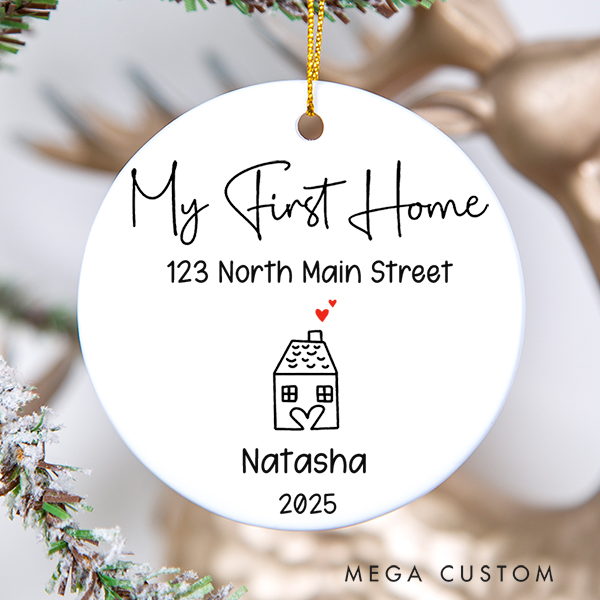 Personalized First Christmas in Our New Home Ornaments First Home Ornament New Home Gift Christmas Gift 2025 House Address Ornament Housewarming Gift