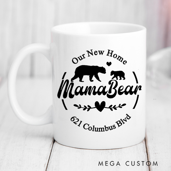 Personalized Mama Bear Mug Mama Bear with Cubs Coffee Mug Custom Bear Family Mug Mom Coffee Mug Christmas Gift Moving Away Gift Housewarming Gift