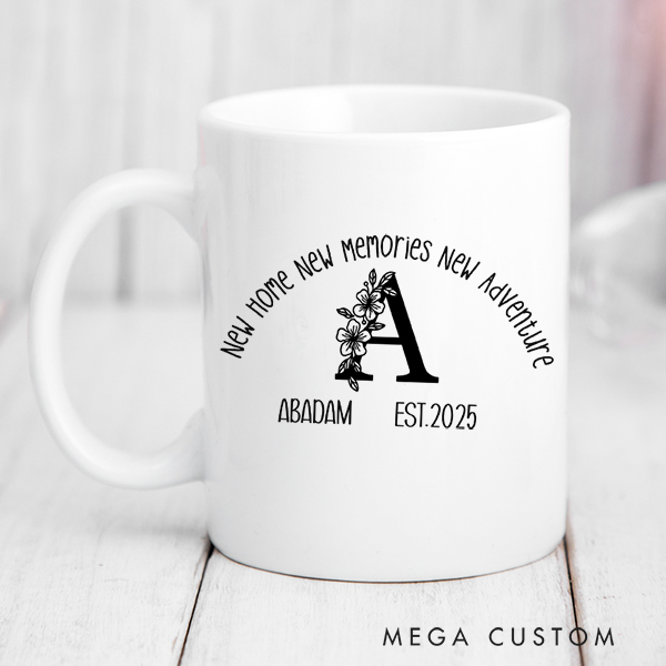 Personalized Initial Mug Custom Coffee Mug 15oz Coffee Cup Wedding Gift Housewarming Gift New Home Gift for Couple Christmas Gift Moving Away Gift