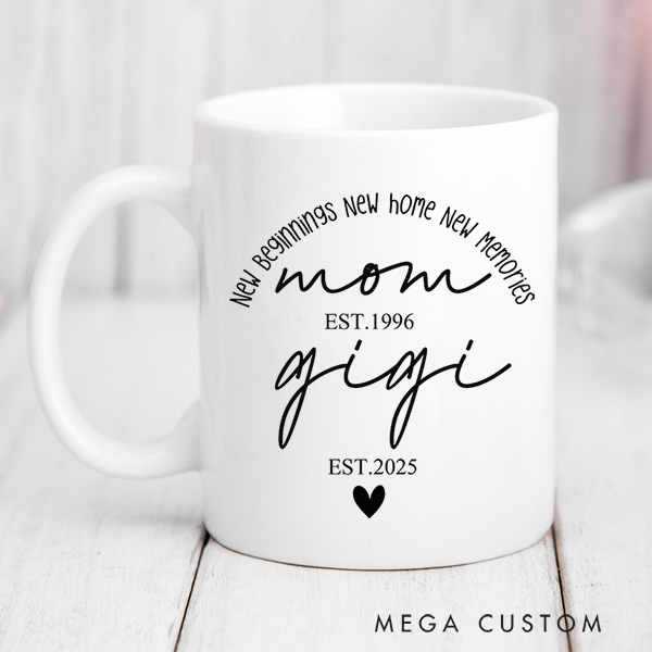 Personalized Grandma Mug New Grandma Mug New Home New Beginning New Memories Mug First Time Nana Gifts Christmas Gift Housewarming Gift New Home Gift