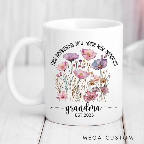 Personalized Grandma Mug New Beginning New Home New Memories Mug Gift for Grandma Christmas Gift Housewarming Gift New Home Gift Mother's Day Gift 
