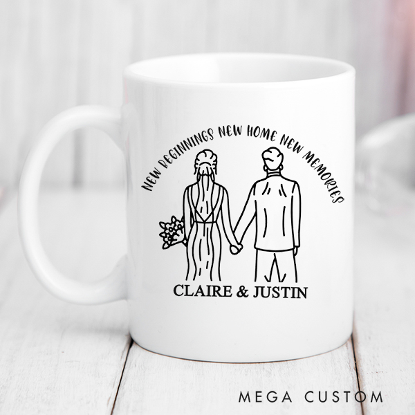 Personalized Mug Custom Couple Holding Hands Mug New Home Gift Newlyweds Gift Wedding Gift Housewarming Gift New Home Gift for Couple