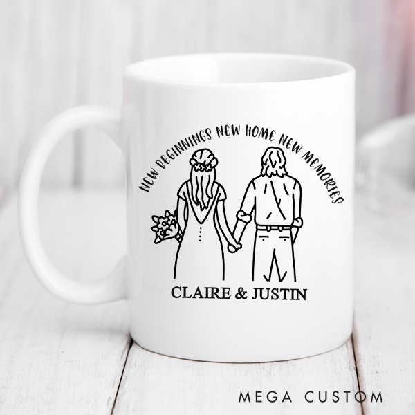 Personalized Mug Custom New Home New Beginning New Memories 11oz Coffee Mug 15oz Coffee Cup Housewarming Gift New Home Gift for Couple Wedding Gift 