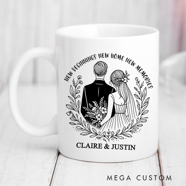 Personalized Mug Custom Coffee Mug With Name New Home New Beginning New Memories Wedding Gift Housewarming Gift New Home Gift for Couple