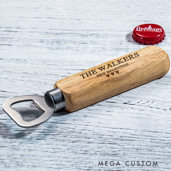 Personalized Wooden Bottle Opener New Beginnings Bottle Opener Personalized Keepsake for Heartfelt Housewarming Moments Wedding Bride and Groom Gifts