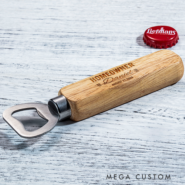 Personalized Wood Bottle Opener Custom Modern Minimalist Bottle Opener Housewarming Gift New Homeowner Gift Fathers Day Christmas New Home Gift