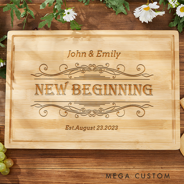 Personalized Cutting Board Charcuterie Board Real New Beginnings Gift Wedding Housewarming Gift New Home Gift Farmhouse Cutting Board