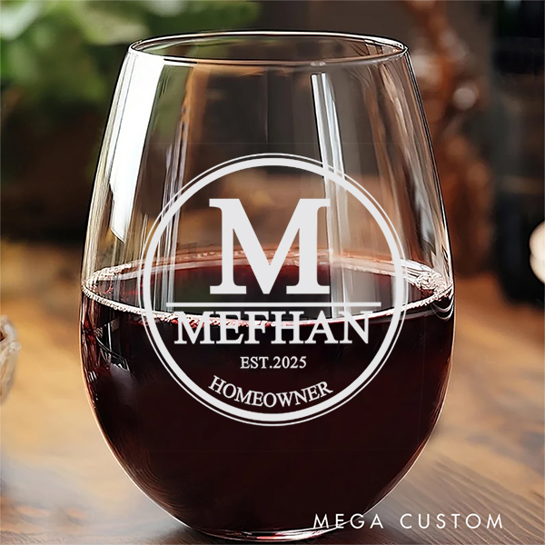 Personalized Stemless Wine Glass Custom 460ml Wine Glass for Housewarming Gift New Home Gift First Home Gift New Homeowner Gifts