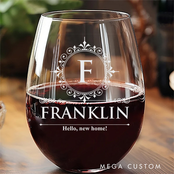 Personalized Wine Glass Custom 460ml Stemless Wine Glass for Housewarming Gift Homeowner Gifts  New Home Gift First Home Gift New