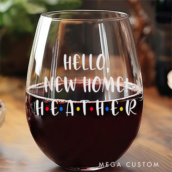 Personalized Wine Glass Engraved 16oz Wine Glass Gift for Mom  Wedding Housewarming Gift New Homeowner Gifts for Her  New Home Gift First Home Gift