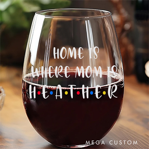 Personalized 16oz Wine Glass Gift for Her Wedding Housewarming Gift Engraved Wine Glass Gift for Mom New Home Gift First Home Gift New Homeowner Gifts