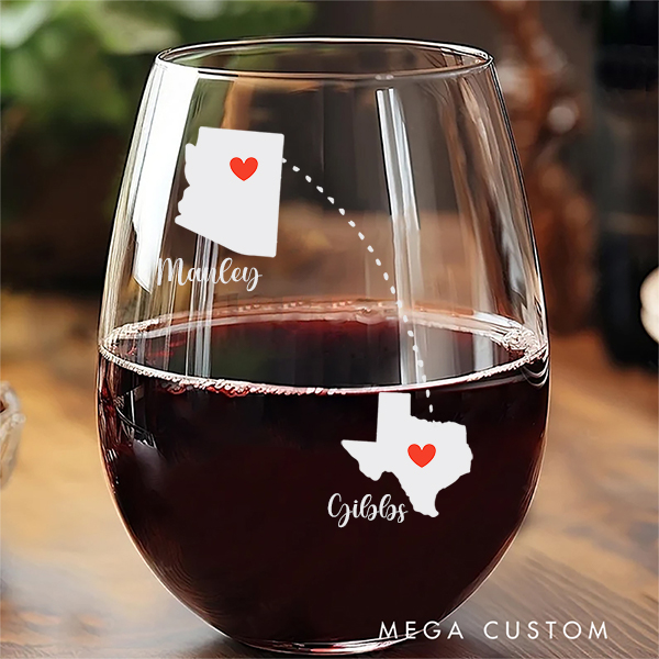 Personalized Wine Glass Best Friend Wine Glass Long Distance Friendship Gift Friend Moving Housewarming Gift Going Away Gift Daughter Moving Gift