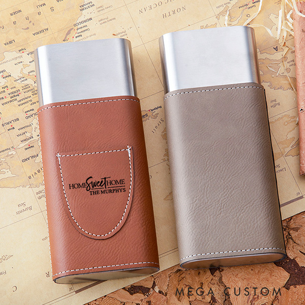 Personalized Cigar Case Engraved Leather Cigar Holder with Cutter Wedding Housewarming Gift Home Sweet Home Gift Moving Gift for Husband Couple Gifts