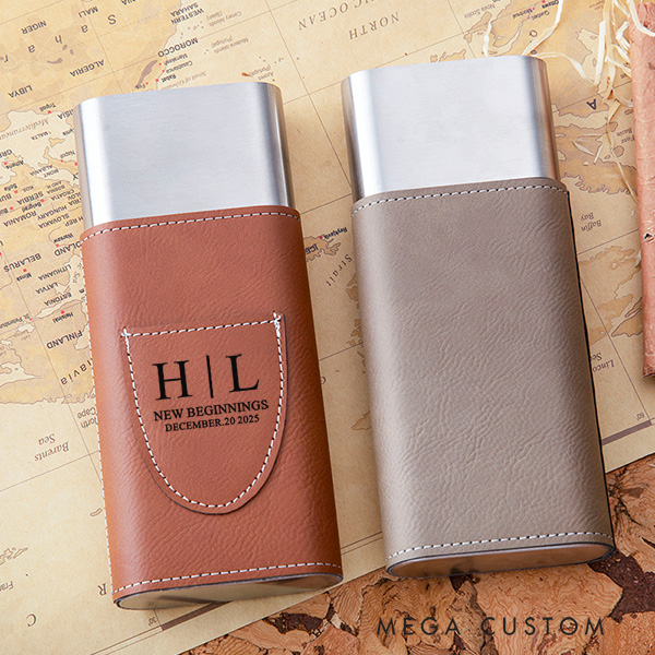Personalized Initials Leather Cigar Case Custom Engraved Cigar Holder with Cutter Wedding Housewarming Gift Moving Gift for Husband New Home Gift