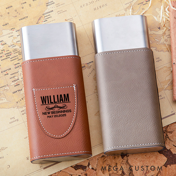 Personalized Engraved Cigar Case Custom Leather Cigar Holder with Cutter Wedding Housewarming Gift Moving Gift for Husband New Home Gift