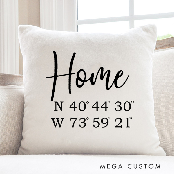 Personalized Home GPS Coordinates Pillow Latitude Longitude Pillow Address Pillow Farmhouse Pillow Cover Housewarming Gift Wedding Gift