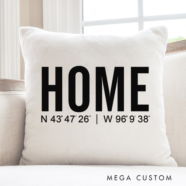Personalized Throw Pillow Home Latitude Longitude Pillow Coordinates Pillow Moving Away Gift New Home Housewarming Gift