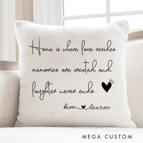 Personalized Housewarming Throw Pillow Home Is Where Love Resides Family Throw Pillow Case New Home Decor Gift Housewarming Gifts