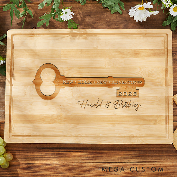 Personalized Cutting Board Custom Bamboo Charcuterie Board Housewarming Gifts Closing Gift New Home New Adventures Gift