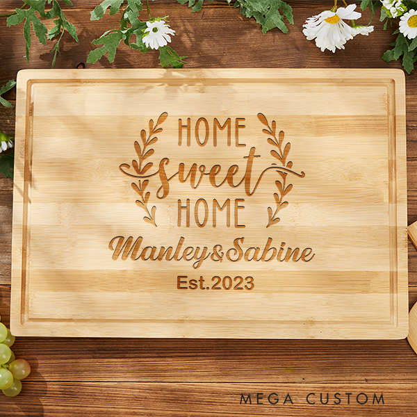 Personalized Cutting Board Wedding Housewarming Gift Home Sweet Home Custom Kitchen Charcuterie Board Home Decor New Home Gifts Couples Gifts