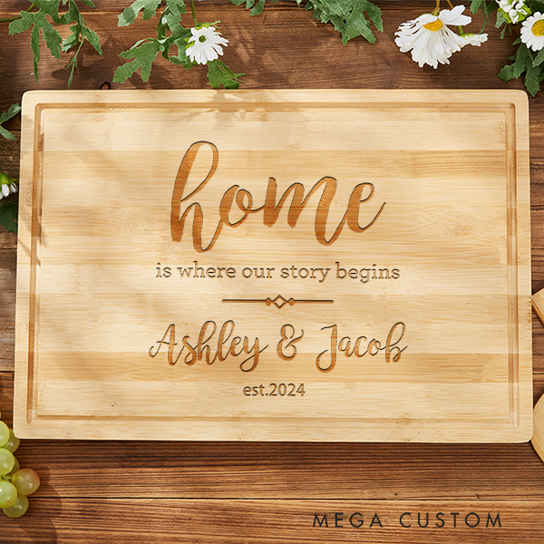 Personalized Charcuterie Board Real Home Is Where Our Story Begins A Personalized Cutting Board for A Meaningful And Memorable Housewarming Gift