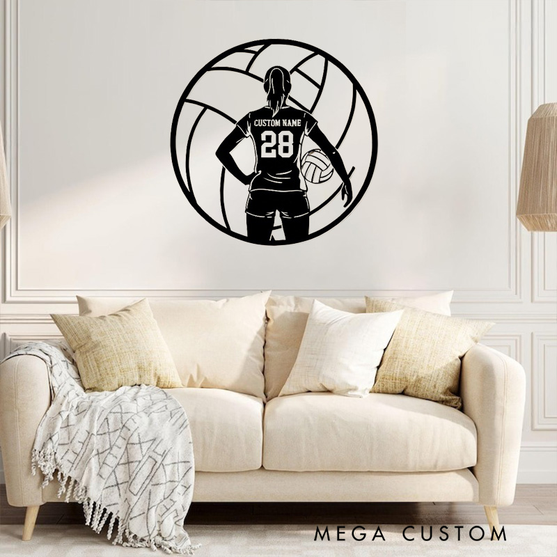 Personalized Volleyball Wall Art with Custom Name and Number Design