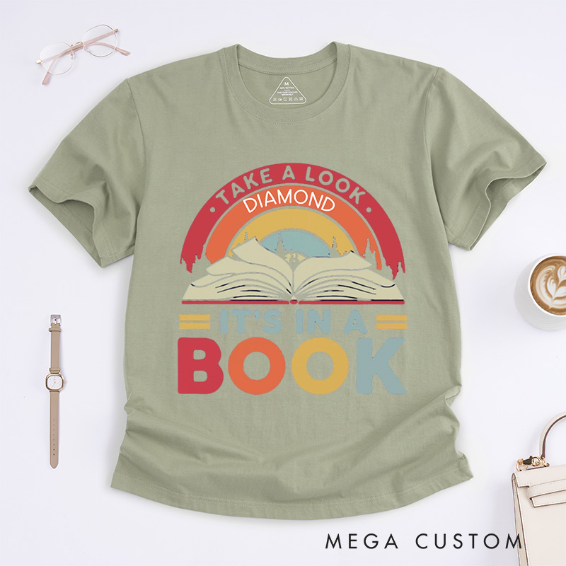 Personalized Reading Rainbow Classic T-Shirts Take a Look It’s in a Book Shirt Vintage Retro Shirt with Name Reading Gift Book Lover Shirt