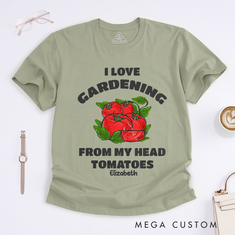 Personalized Funny Gardening Classic T-Shirts Gardener Shirt From My Head Tomatoes Shirts Garden Gift Idea