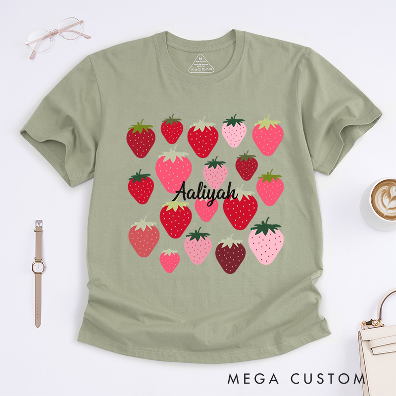 Personalized Strawberries Classic T-Shirts Aesthetic Shirt Strawberry Birthday Shirt Fruit Shirt Strawberry Shirt Plant Shirt Gardening Shirt Plant Lover