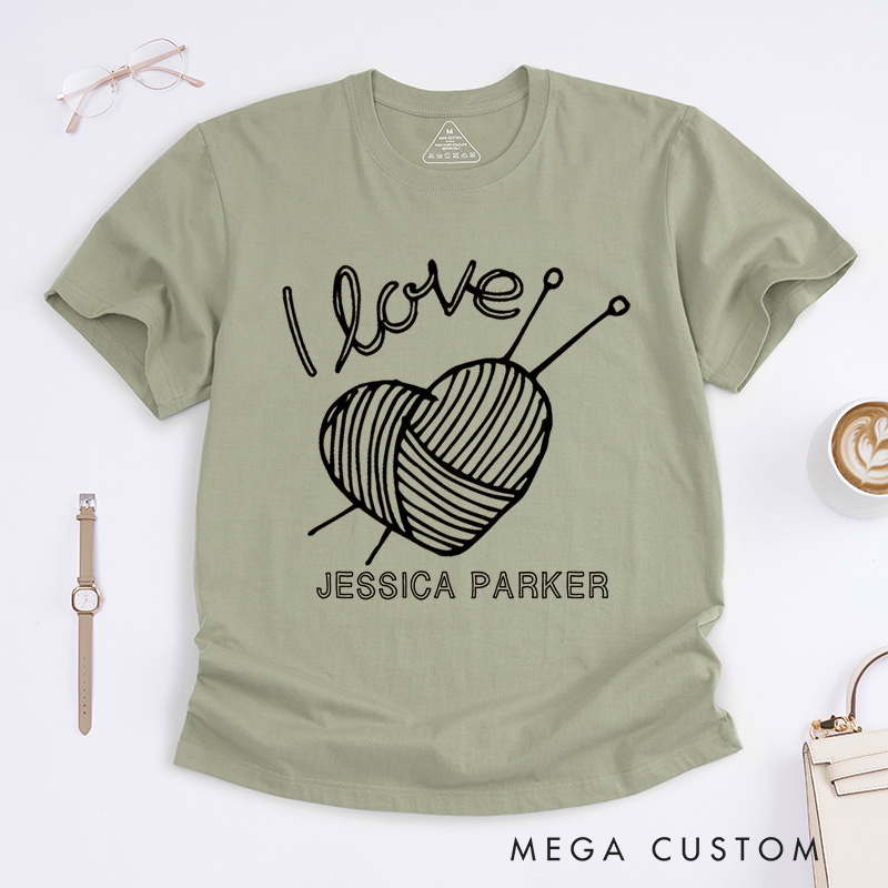 Personalized I Love Knitting Classic T-Shirts Knitting Shirt Gifts for Knitter Grandma Shirt Knitting Lover Shirt Grandma Knit Tee Gift
