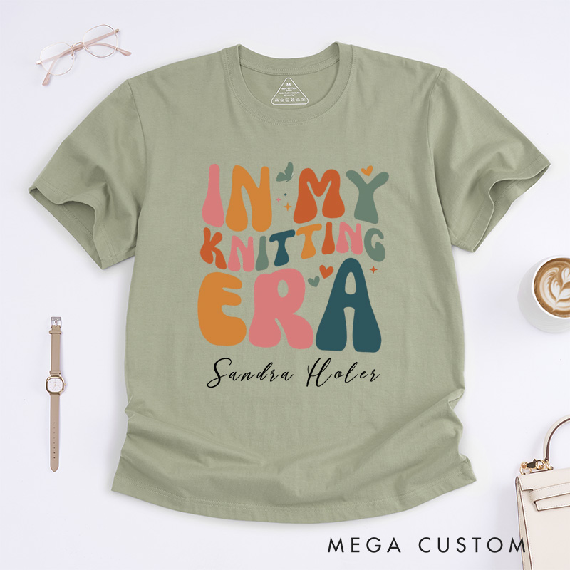 Personalized in My Knitting Era Classic T-Shirts Knitter Era Tee Retro Knitting Lover Shirt Crafter Mom Shirts