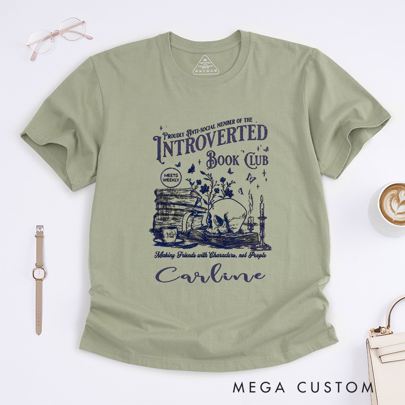 Personalized Introverted Book Club T-Shirts Romance Reader Gift for Bookworms Reading Tee Gift for Bookworm Bibliophiles