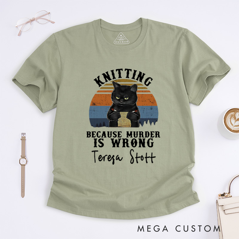 Personalized Knitting Love T-Shirts Funny Knitter T-Shirt Knit Tee Unique Font Shirt