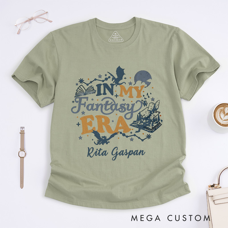 Personalized in My Fantasy Era Classic T-Shirts Book Dragon T-Shirt Fantasy Readers Book Club Book Lover Gift Bookworm Tee