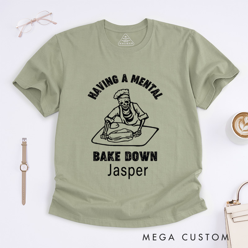 Personalized Having a Mental Bake Down Classic T-Shirts Halloween Chef Shirt Chef Skeleton Shirts Gift for Bakers Baking Tee Baker Gifts