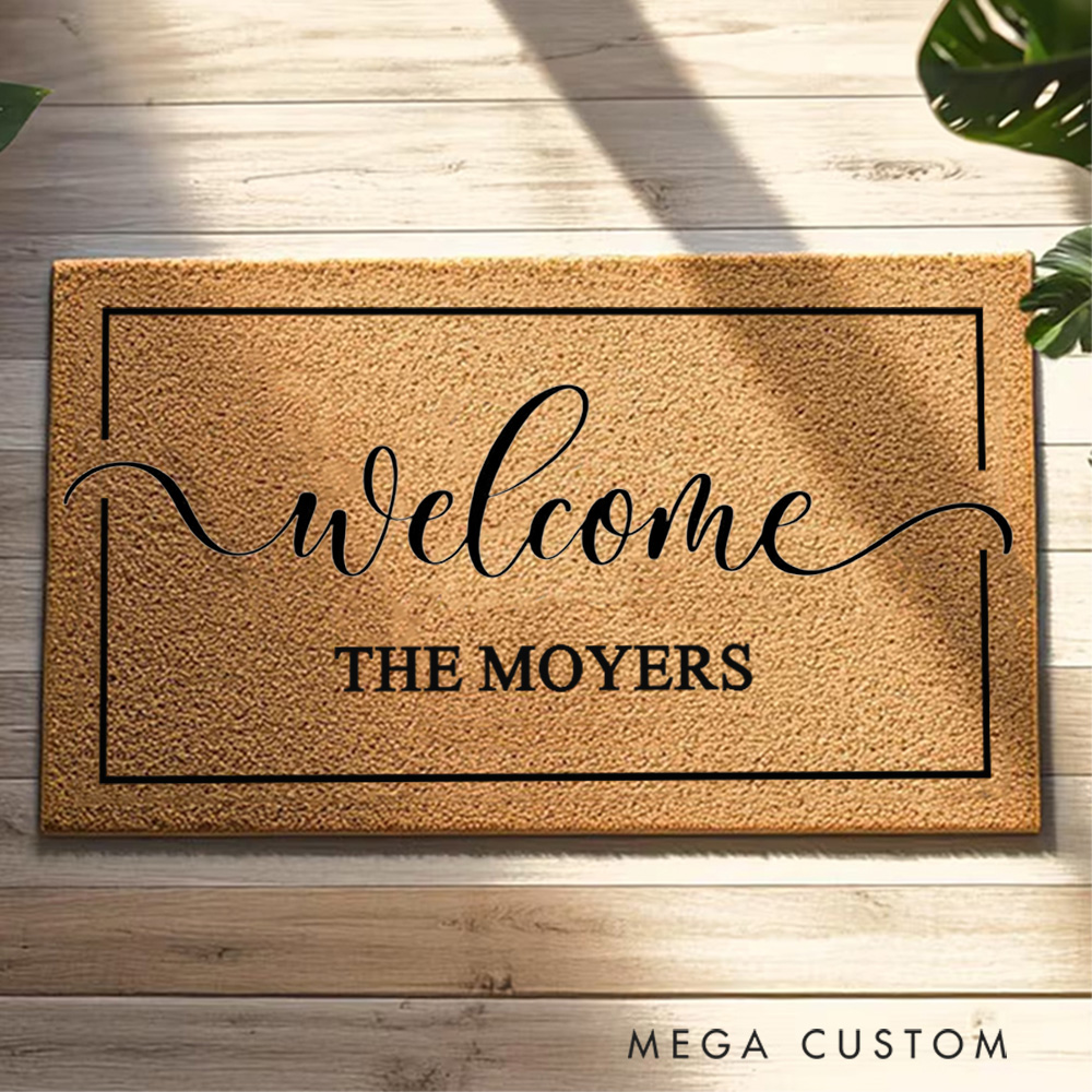 Personalized Welcome Mat Custom Door Mat With Family Name New Home Gift Housewarming Wedding Gift for Couples Christmas Gift for Family