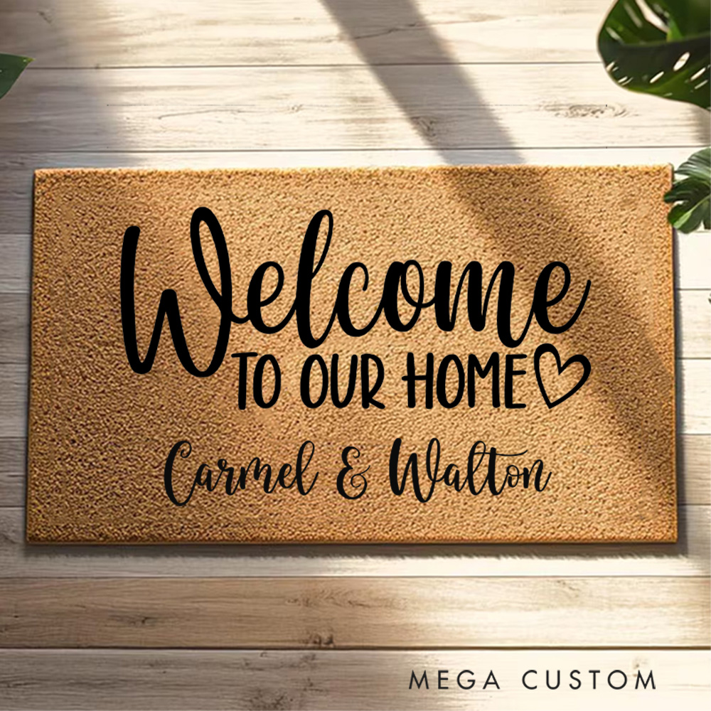 Personalized Welcome to Our Home Doormat New Home Gift Housewarming Wedding Gift for Couples Christmas Gift for Family