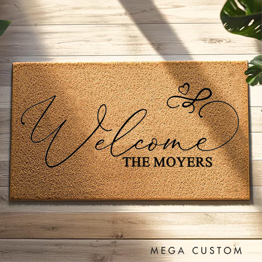 Personalized Elegant Welcome Mat Custom Door Mat With Family Name New Home Gift Housewarming Wedding Gift for Couples