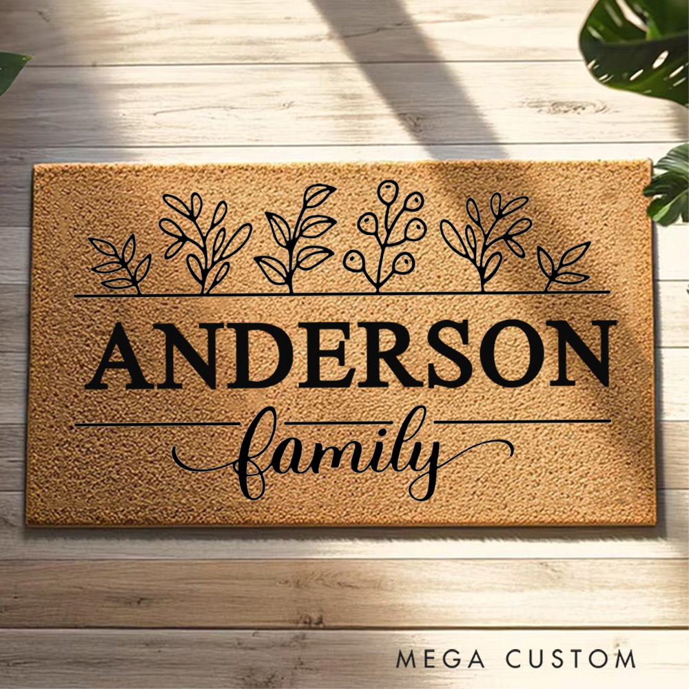 Personalized Doormat Botanical Inspired Welcome Mat Personalized Housewarming Gift for A Cozy And Stylish Home Entrance