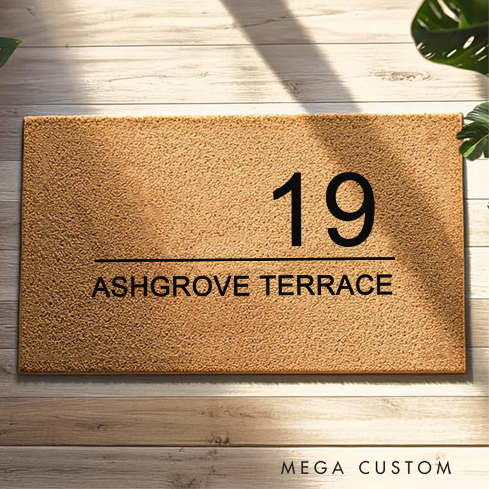 Personalized Modern Address Doormat New Home Gift Housewarming Wedding Gift for Couples Christmas Gift for Family