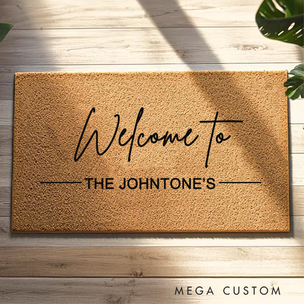 Personalized Modern Welcome Mat Custom Door Mat With Family Name New Home Gift Housewarming Wedding Gift for Couples Christmas Gift